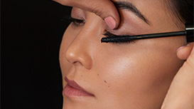 Mary Kay Lash Love Lengthening Mascara being applied to model’s eyelashes.